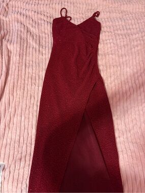 Refuge Wine Sparkle Wrap Maxi Dress with Spaghetti Straps